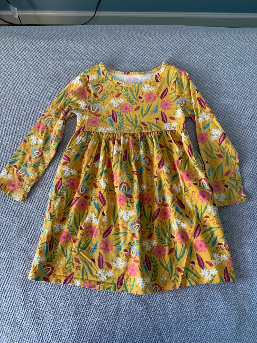 wonder nation Yellow Floral Rainbow Long-Sleeve Dress